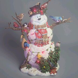 Danbury Mint Birdwatcher’s Christmas Snowman Lighted Figurine Retired w/ Box
